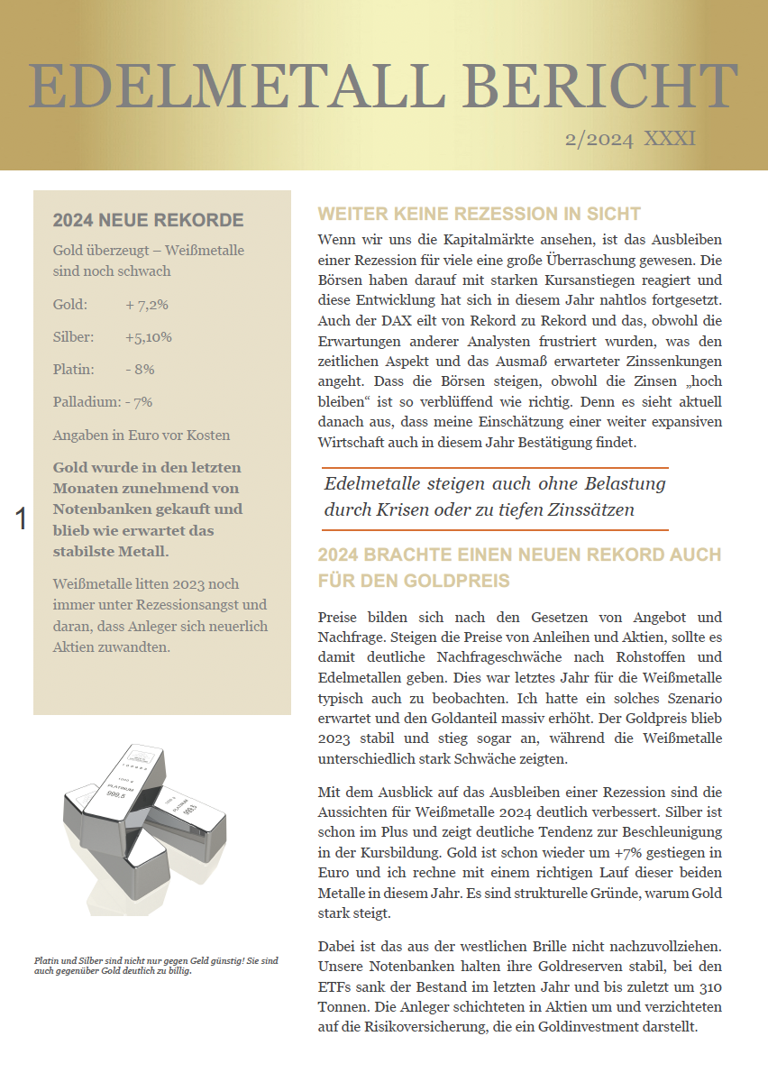Edelmetall-Bericht Q2 2024 (PDF)